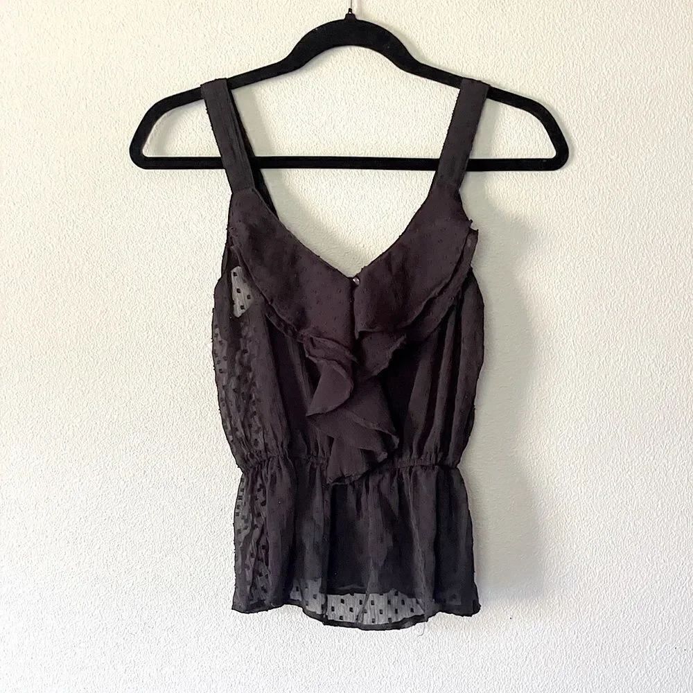 Women’s Black Wallflower, Double-Layered, Ruffle Tank. Size Small.